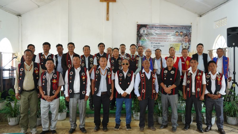 Members of the Sümi Hoho and Meluri Town Sümi Community pose for a photo during the Tuluni festival celebration held at Sümi Baptist Church, Meluri Town on July 8. (Photo Courtesy: Media Cell, Sümi Hoho)